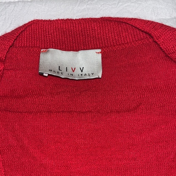 LIVV Made in Italy red button down cardigan 50% Lana wool 50%acrylic size L/XL - Picture 2 of 5